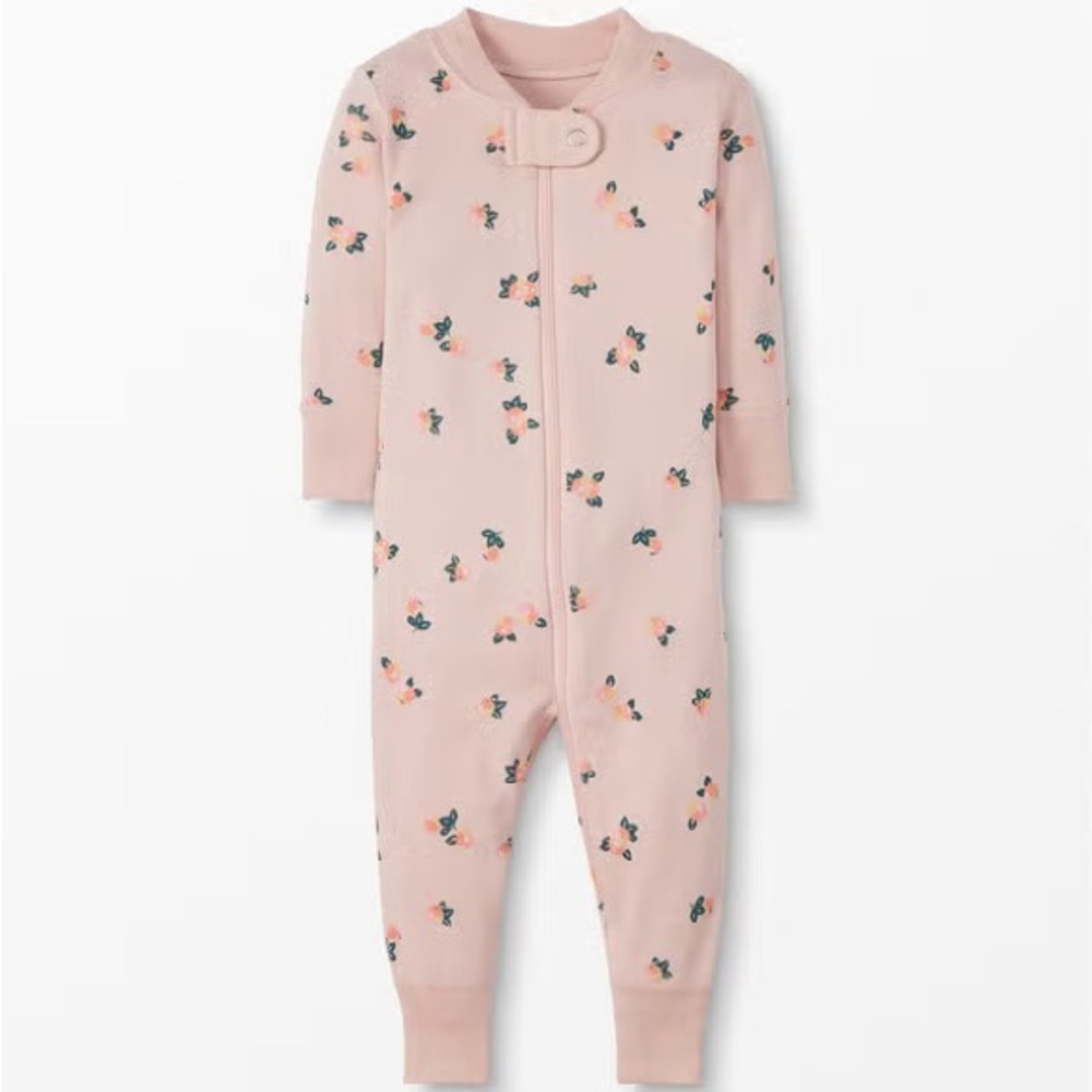 Hanna Andersson Pastel Peach Print Baby Zip Sleeper In Organic Cotton 12-18M
